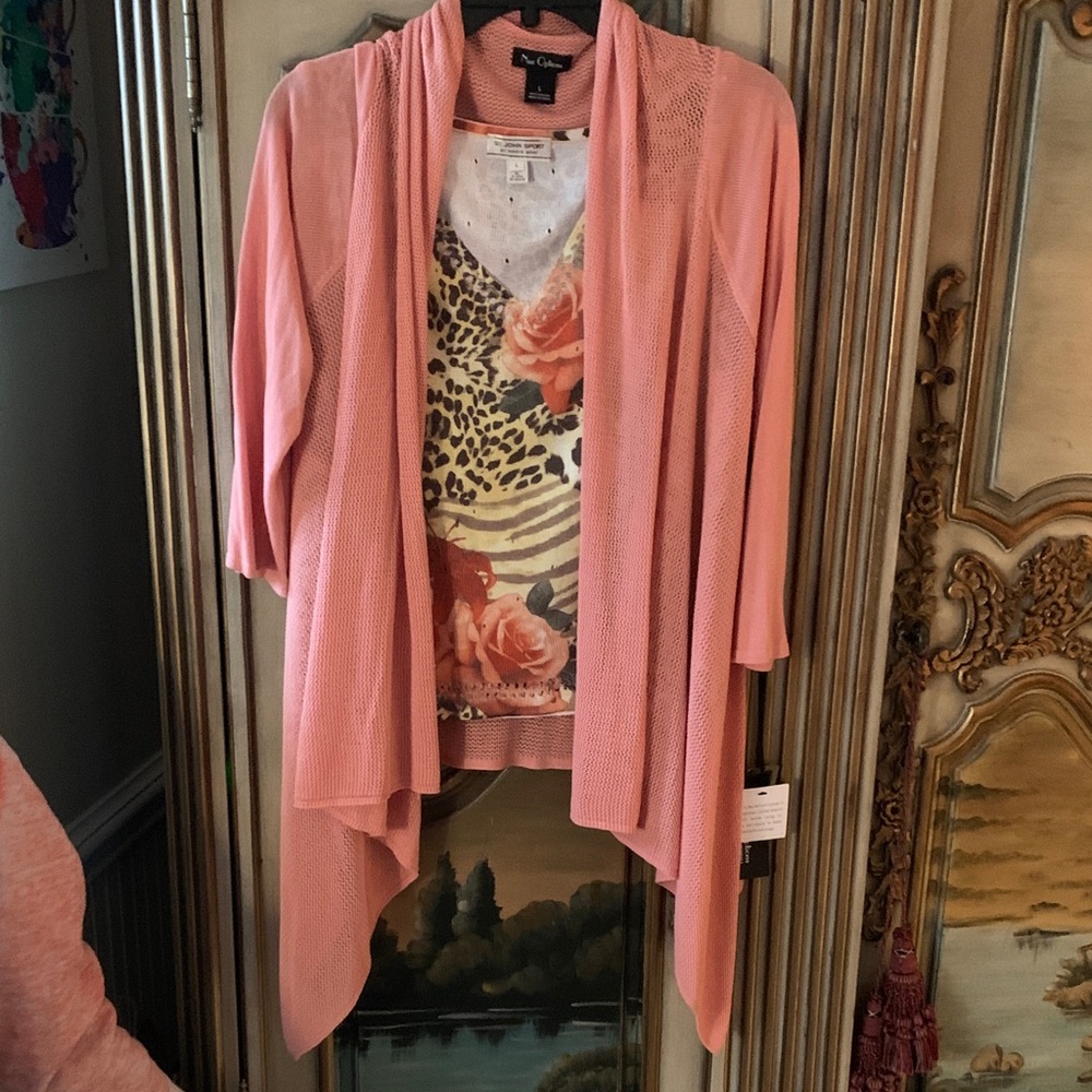 St John Sport sleeveless top and Nue Options Salmon color Women's Sweater - Set! - Picture 7 of 9